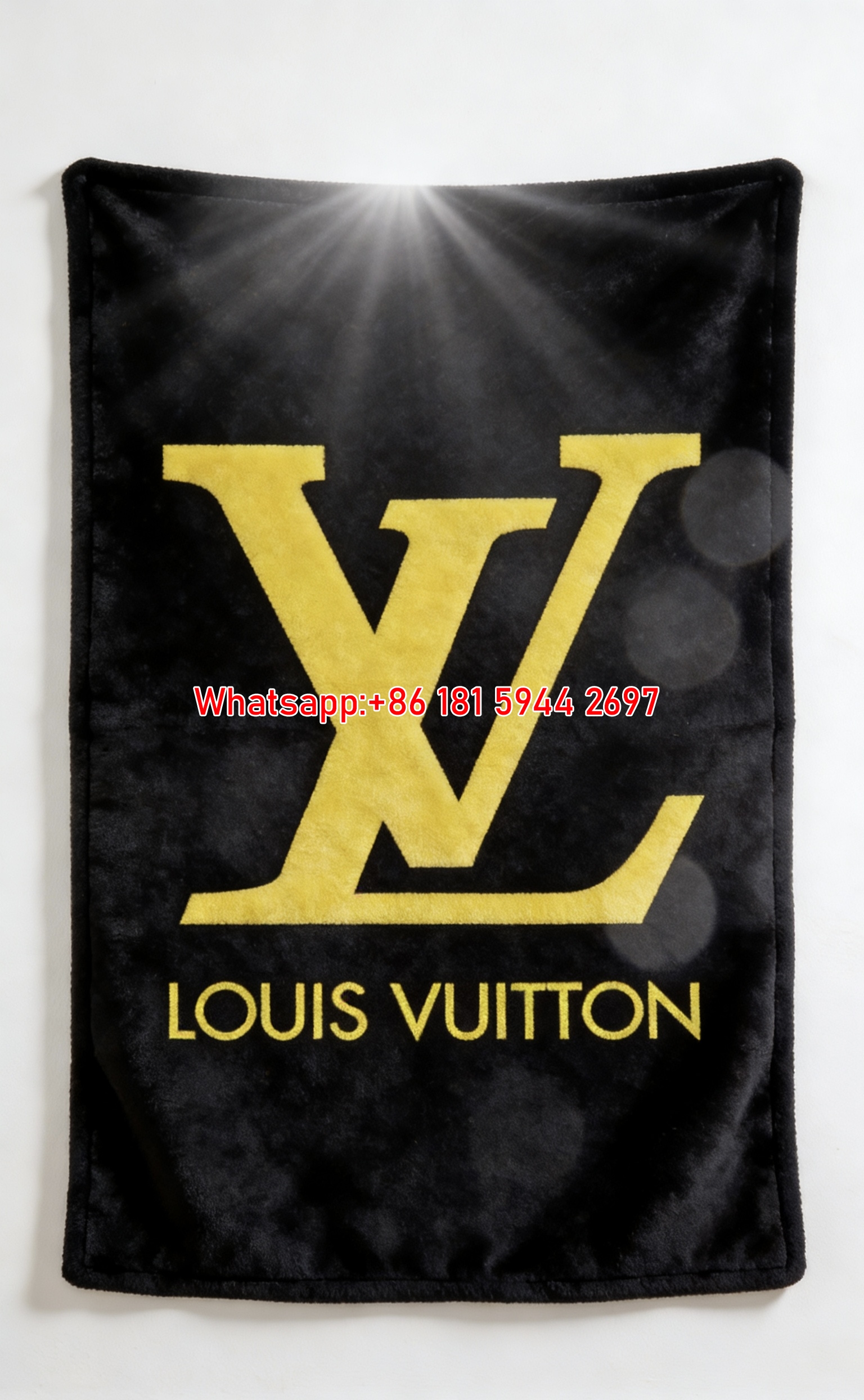 Neon LV Emblem Blanket Black Gold LV Logo Throw 188